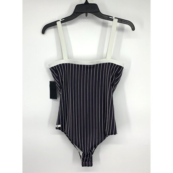 Hurley Swim Bodysuit One Piece Blue Striped Henley Quick Dry - Picture 9 of 11